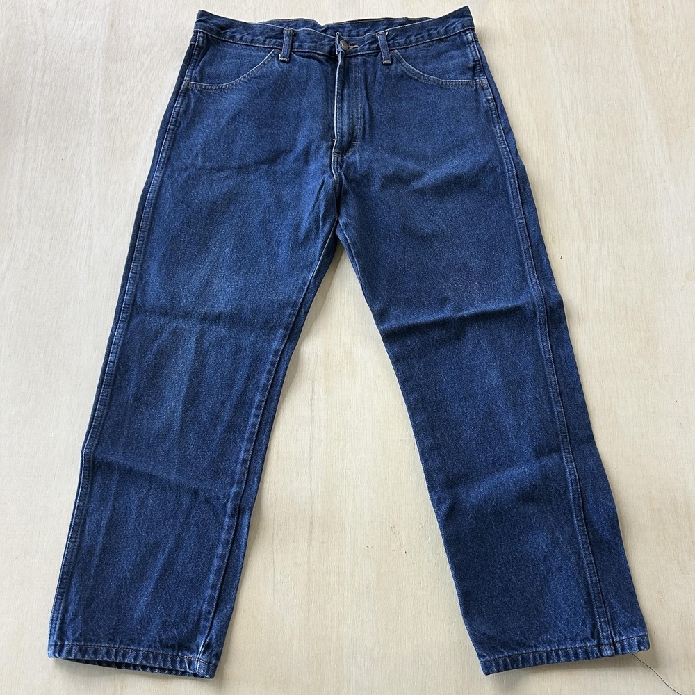 Vintage Rustler Jeans Mens 38x30 Blue Dark‎ Wash Denim Straight Relaxed Fit